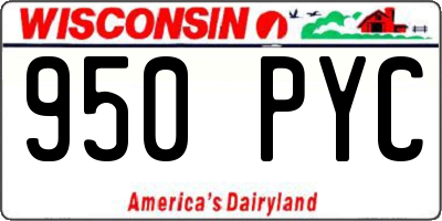 WI license plate 950PYC