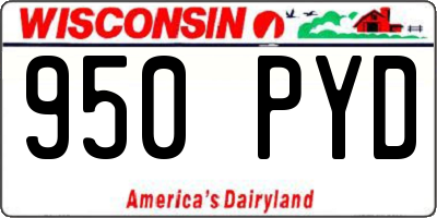WI license plate 950PYD