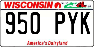 WI license plate 950PYK