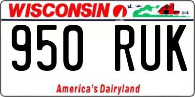 WI license plate 950RUK
