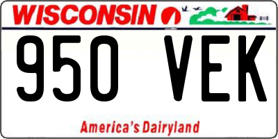 WI license plate 950VEK