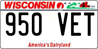 WI license plate 950VET