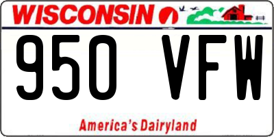 WI license plate 950VFW