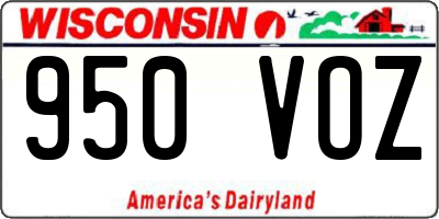 WI license plate 950VOZ