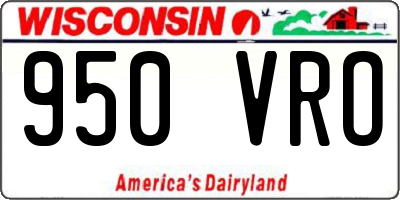 WI license plate 950VRO