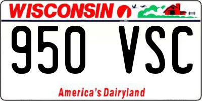 WI license plate 950VSC