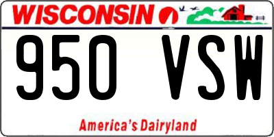 WI license plate 950VSW