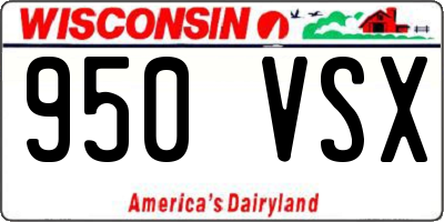 WI license plate 950VSX