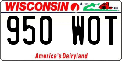 WI license plate 950WOT