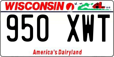 WI license plate 950XWT