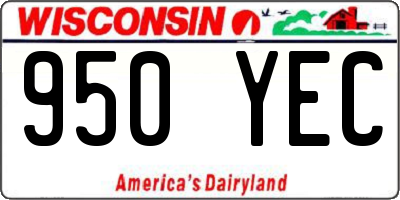 WI license plate 950YEC