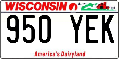 WI license plate 950YEK