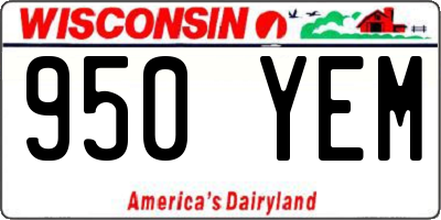 WI license plate 950YEM