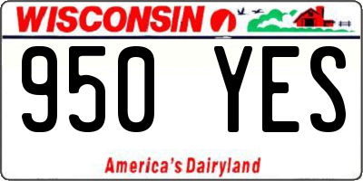 WI license plate 950YES