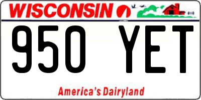 WI license plate 950YET