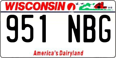 WI license plate 951NBG