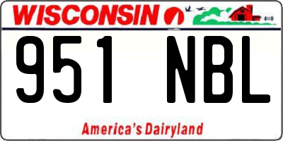 WI license plate 951NBL