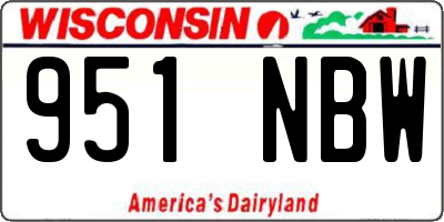 WI license plate 951NBW