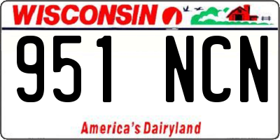 WI license plate 951NCN