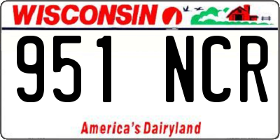WI license plate 951NCR