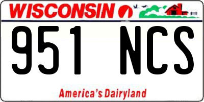 WI license plate 951NCS