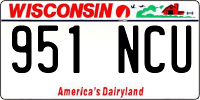 WI license plate 951NCU