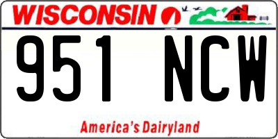 WI license plate 951NCW