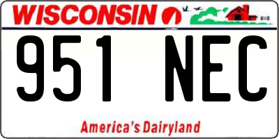 WI license plate 951NEC
