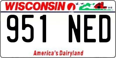 WI license plate 951NED