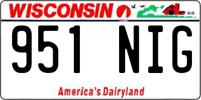WI license plate 951NIG