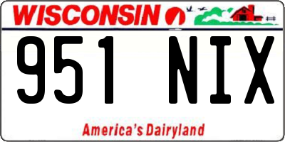 WI license plate 951NIX