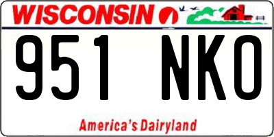WI license plate 951NKO