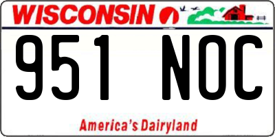 WI license plate 951NOC