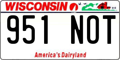WI license plate 951NOT