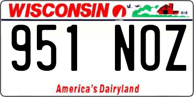 WI license plate 951NOZ