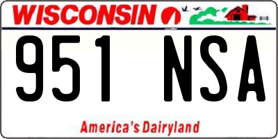 WI license plate 951NSA