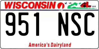 WI license plate 951NSC
