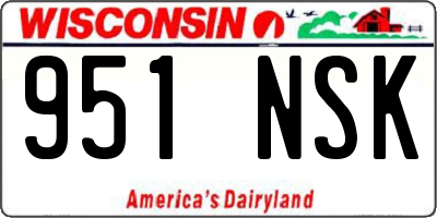 WI license plate 951NSK
