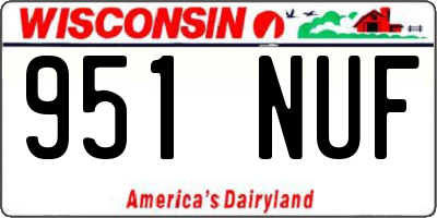 WI license plate 951NUF