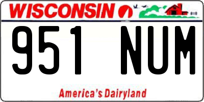 WI license plate 951NUM