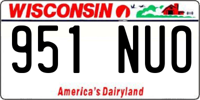 WI license plate 951NUO