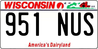 WI license plate 951NUS