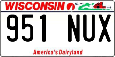 WI license plate 951NUX