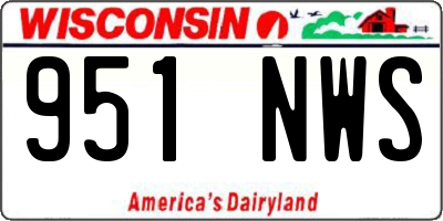 WI license plate 951NWS