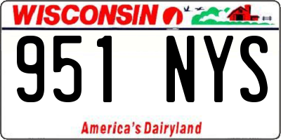 WI license plate 951NYS