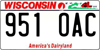 WI license plate 951OAC