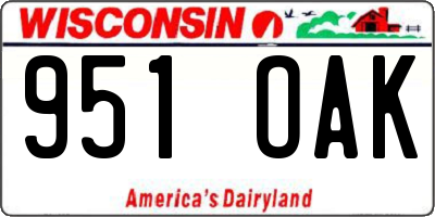 WI license plate 951OAK