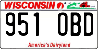 WI license plate 951OBD