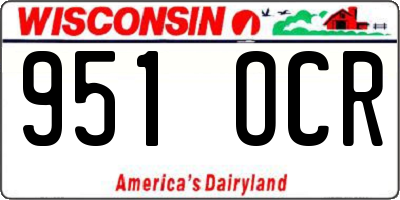 WI license plate 951OCR