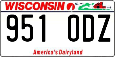 WI license plate 951ODZ